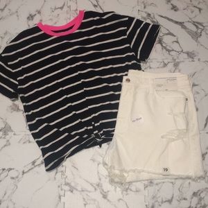 Black & White Striped Cropped Top